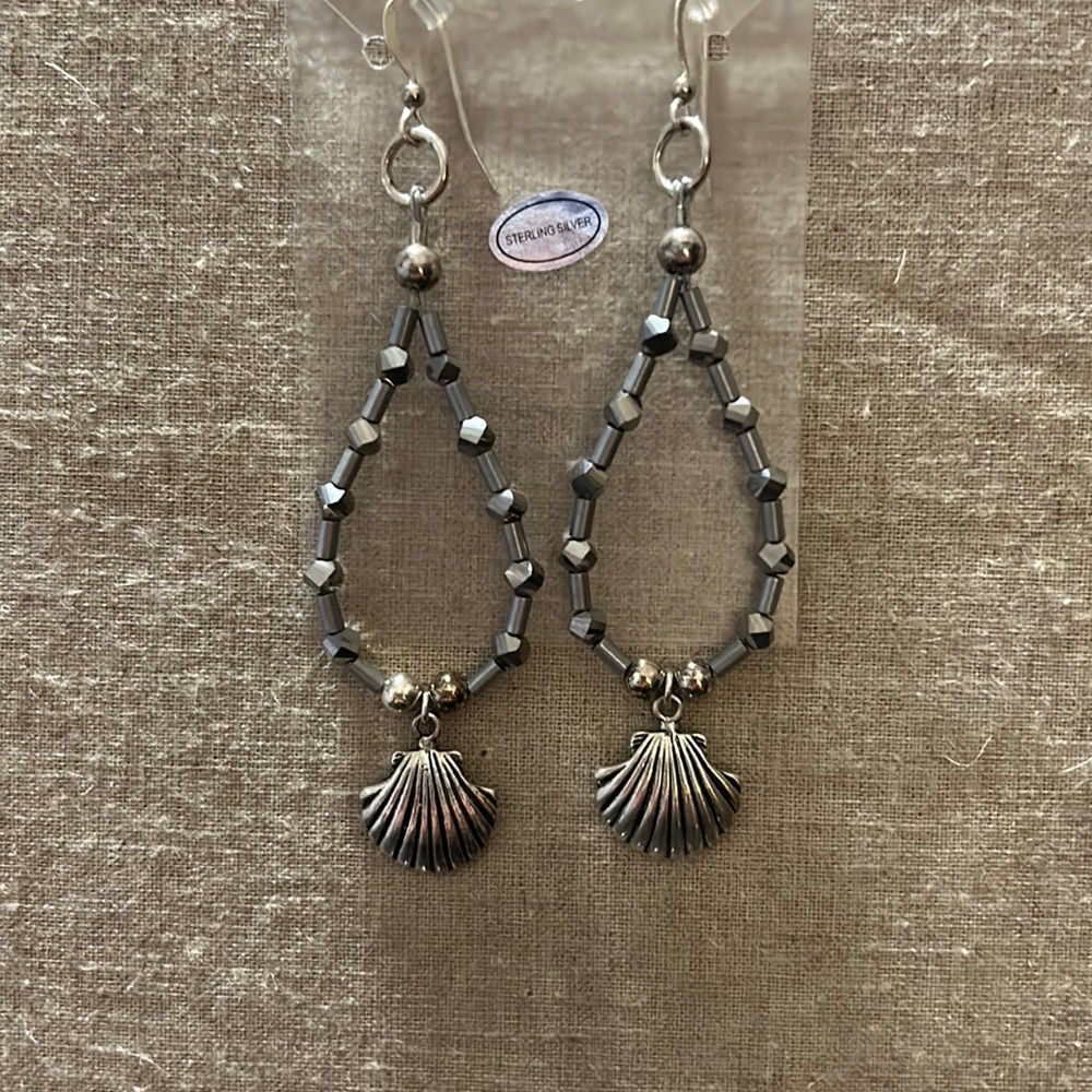 Sterling Silver Shell Charm Earrings